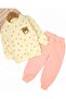 Baby Girl Slim Fit Polka Dot Winter 3-Thread Set Fleece-Lined Cute Teddy Bear Embroidered Top and Bottom Set - 2