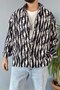 Black Patterned Long Sleeve Oversized Shirt - 4