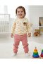 Baby Girl Slim Fit Polka Dot Winter 3-Thread Set Fleece-Lined Cute Teddy Bear Embroidered Top and Bottom Set