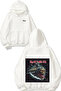 Iron Maiden Train Skull Design Backpack Printed White Hooded Sweatshirt