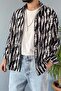 Black Patterned Long Sleeve Oversized Shirt