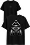 Man Riding an Atv Design Printed Black Oversized t Shirt