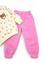Baby Girl Slim Fit Polka Dot Winter 3-Thread Set Fleece-Lined Cute Teddy Bear Embroidered Top and Bottom Set - 6