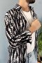 Black Patterned Long Sleeve Oversized Shirt - 3