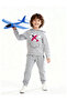 Children's Unisex Airplane Printed Hooded Pajama Set + Foam Airplane Gift - 7