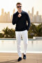 Men's Navy Blue Slim Fit Polo Neck Knitwear Sweater - Soft Texture, Flexible and Stylish Look 2605305 - 8