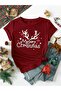 Merry Christmas Deer Print Oversize, Crew Neck, Short Sleeve T-Shirt