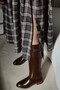 Daily Flat Sole Detachable Belt Buckle Riding Boots Women's Shoes Bitter Brown - 5