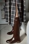 Daily Flat Sole Detachable Belt Buckle Riding Boots Women's Shoes Bitter Brown - 3