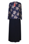 Navy Blue Zuhal Jacketed Plus Size Stylish Patterned Mother Evening Dress Suit - 6