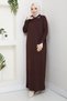 Women's Lace Sleeve Shirt Collar Dress - 3