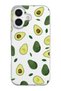 iPhone 17 Compatible Avocado Patterned Transparent Silicone Phone Case