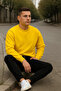 Men's Relax Fit Winter Yellow Basic Sweater - 3