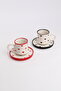 Set of 2 Black Red Heart Handmade Ceramic Coffee Cup, Coffee Cup, Hand Made - 5