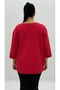 Plus Size Viscose Stone Pearl Detailed Kangaroo Pocket Capri Sleeve O Oversized Women's Sweat - 4