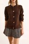 Gold Buttoned Boucle Comfortable Women's Knitwear Cardigan - 2