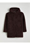 Lcwaikiki Basic Brown Hooded Oversized Women's Plush Cardigan - 5