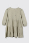 Girl's Floral Printed Muslin Green Dress - 4