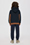 Boy's Hooded Navy Blue Sweatshirt - 7