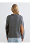 Gray Baklava Patterned Women's Knit Sweater - 4