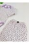 2-Piece Floral Patterned 100% Cotton Flexible Ribbed Knit Baby Girl Set - 5