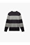 Long Sleeve Crew Neck Striped Sweater - 4
