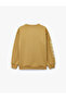 Three Yarns Ş Fleece-Lined Long Sleeve Crew Neck B Printed O Oversized Sweatshirt - 2