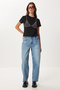 High Waist Balloon Baggy Jean Lri0018 Medium Blue