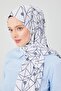 Navy blue geometric pattern violet medina silk shawl - 2