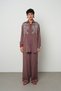 Women's Robe Stone Embroidered Burgundy Color O Oversized Cut Shirt - 4