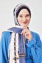 Navy Blue Chain Pattern Violet Medina Silk Shawl