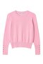 6736 Women's Crew Neck Sleeve Drop Knit Sweater Pink
