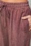 Women's Burgundy Color Distressed Wide Leg Comfortable Fit Trousers - 4