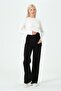 Maternity Stretchy Abdominal Band Adjustable Waist Thermal Wide Leg Sweatpants Black - 4