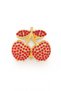 Stone Detailed Cherry Design Metal Hair Clip Red Color 4 cm – Sparkling and Elegant Accessory - 3