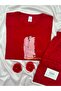 Red Print Detailed Long Sleeve Milan Pajama Set - 4
