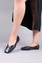 Chin Gold Buckle Ballerinas Dark Blue