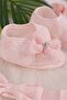 Pink Ruffled Ribbon Baby Girl Booties Bandana Set - 2