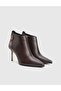 Festa Genuine Snake Printed Leather Brown Women's Heeled Boots