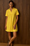V-Neck Short Sleeve Yellow Shirt Dress