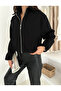 Women's Pocket Detailed Zippered Cashmere Bomber Jacket - 2