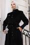 Brooch Detailed Coat Black 19279 - 2