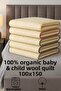 Baby Kids Wool Quilt Washable 100% Organic |   Durable Quick Dry Piped Detail - 2