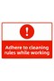 Follow the Cleaning Rules While Working! Isg Warning Sign Pvc A4 21X30 cm