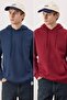 Burgundy-Navy Blue 2-Pack Hooded Regular Cut Sweatshirt with Fleece Inside Tmnaw24Sw00000