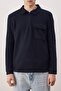 Lacivert Regular/Normal Kesim Polo Yaka Fermuarlı Cep Detaylı Swetshirt TMNAW26SW00059 - 3