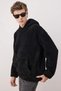 Black Unisex Oversize/Wide Cut Sherpa Fleece/Plush Hooded Sweatshirt Tmnaw25Sw00147 - 3