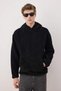 Black Unisex Oversize/Wide Cut Sherpa Fleece/Plush Hooded Sweatshirt Tmnaw25Sw00147 - 2