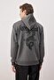Anthracite Regular/Normal Cut Printed Hooded Sweatshirt Tmnaw26Sw00065 - 5