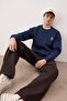 Lacivert Ayıcık Nakışlı Oversize/Geniş Kesim Sweatshirt TMNAW25SW00011 - 2